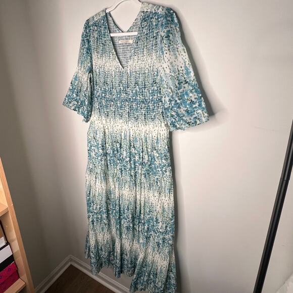 Christy Dawn Blue & Green Floral Basil Maxi Dress Size XL - Picture 8 of 12